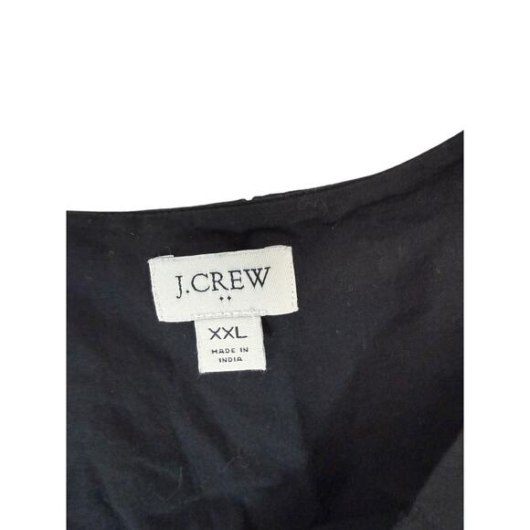 J.Crew Eyelet Button Front Shirt Black V-Neck Basic Short Sleeve Dressy Size XXL - Picture 2 of 12